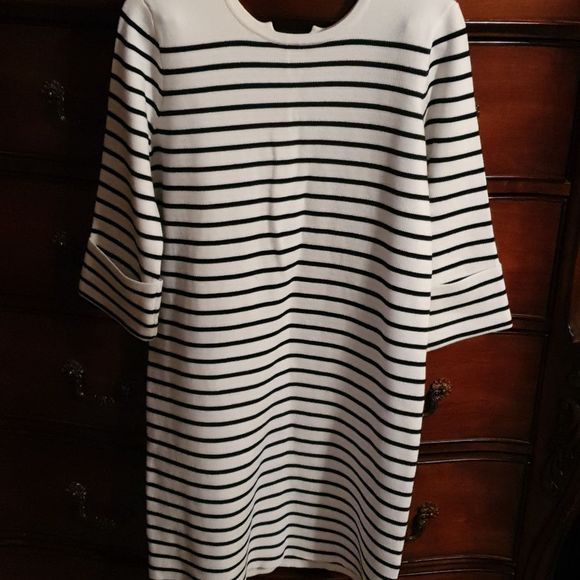 Nautical Striped Criss Cross Knit Dress sz L - Picture 3 of 3